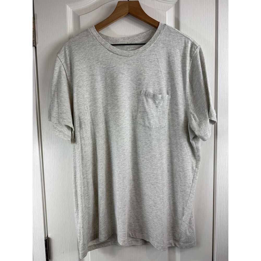 Old Navy Men's Pocket T Shirt XL Cream Gray Soft Washed Short Sleeve Tee